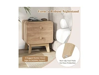 Slickblue Nightstand with 2 Drawers Solid Rubber Wood Legs