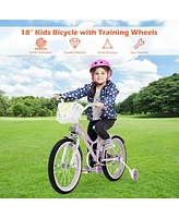 Gymax 18'' Kids Bike Toddlers Freestyle Adjustable Bicycle w/ Training Wheels