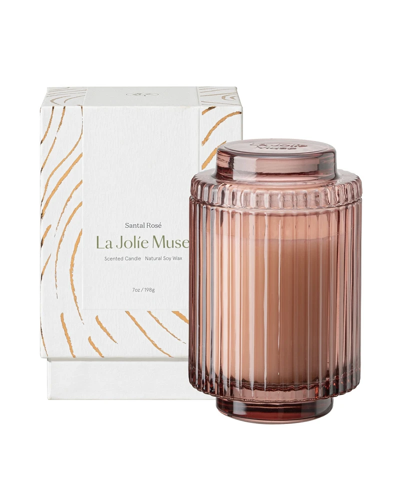 La Jolie Muse Amelie Candle, Santal Rose, 7 oz