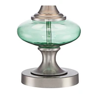 360 Lighting Reiner Modern Accent Table Lamp 23" High Brushed Nickel Blue Green Genie Glass Off White Drum Shade for Bedroom Living Room House Home Be