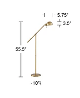 360 Lighting Dawson Traditional Task Pharmacy Light Floor Lamp Standing 55" Tall Antique Brass Metal Adjustable Balance Boom Arm Gold Shade Decor for