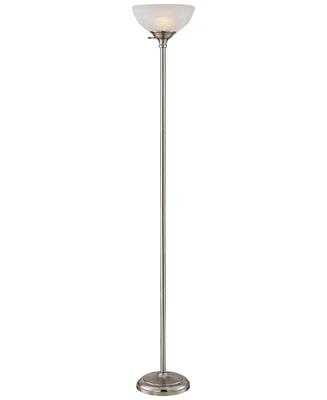 360 Lighting Maddox Modern Torchiere Floor Lamp 71" Tall Satin Nickel Silver Slim Profile Alabaster Glass Shade Pole Light for Living Room Reading Hou