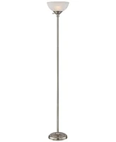 360 Lighting Maddox Modern Torchiere Floor Lamp 71" Tall Satin Nickel Silver Slim Profile Alabaster Glass Shade Pole Light for Living Room Reading Hou