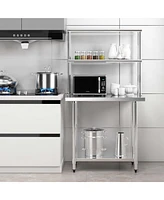 Stainless Steel Table with Over shelves 36'' X 24'' Work Table with 36'' X 12'' Shelf