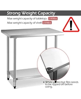 Stainless Steel Table with Over shelves 36'' X 24'' Work Table with 36'' X 12'' Shelf