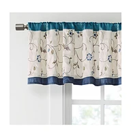 Madison Park Embroidered floral embroidery Window Valance for Bedroom and kitchen, Lining and 3" rod pocket fits up to 1.25" diameter rod valances for