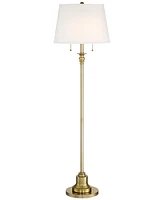 360 Lighting Spenser Traditional Floor Lamp Standing 58" Tall Brushed Antique Brass Gold Metal Thin Column Off