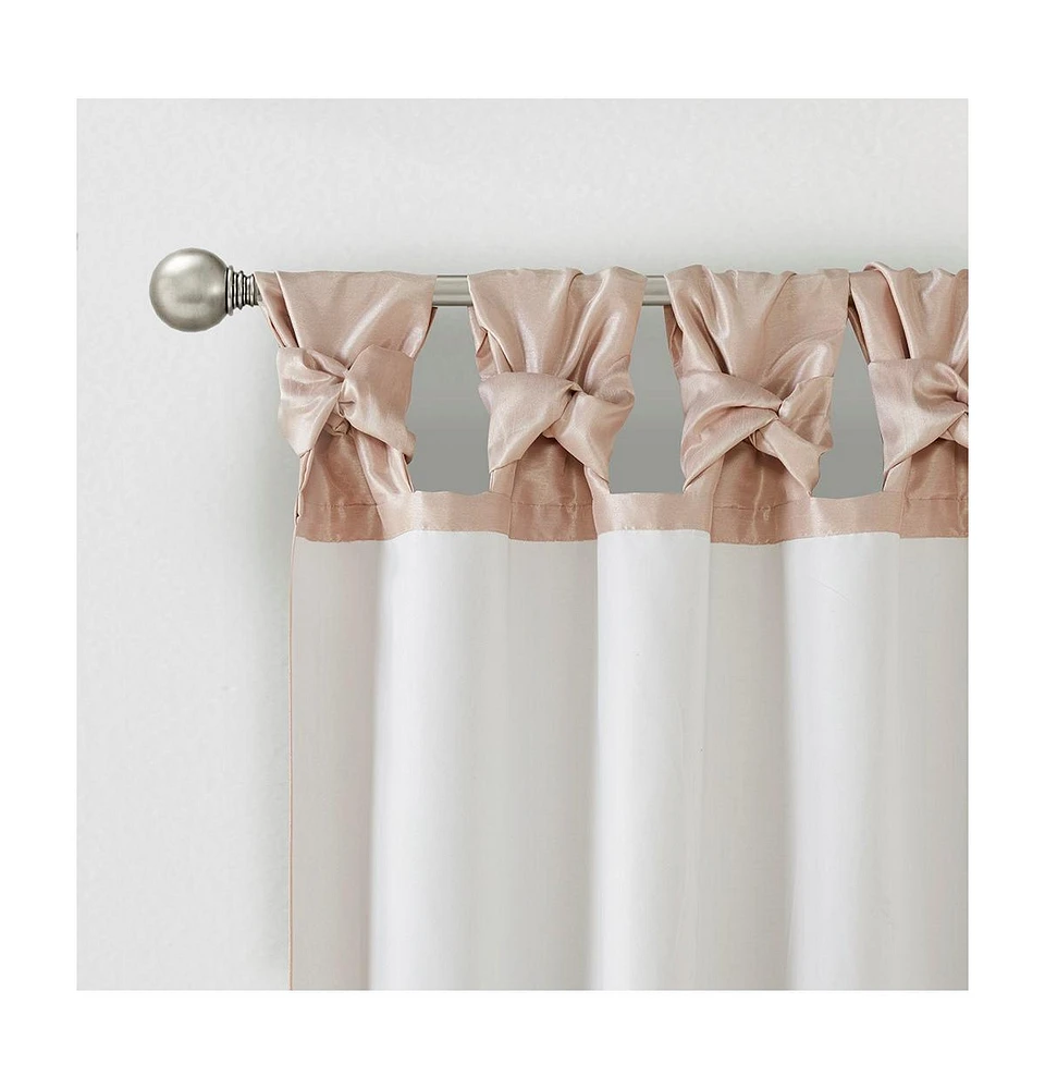 Madison Park Emilia Twist Tab Lined Window Curtain Panel, Single Curtain with Privacy Lining for Bedroom and Living Room