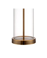 Modern Table Lamp Fillable 26" High Warm Gold Clear Glass Cylinder Black Hardback Drum Shade Decor for Living Room Bedroom House Bedside Nightstand Ho