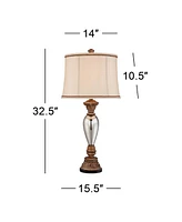 Barnes and Ivy Alsace 32 1/2" Tall Large Traditional End Table Lamp Gold Silver Mercury Glass Single Living Room Bedroom Bedside Nightstand House Offi