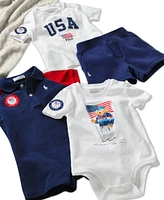 Polo Ralph Lauren Baby Boys Team Usa Jersey T-Shirt & Fleece Shorts, 2 Piece Set