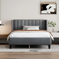 Streamdale Furniture Upholstered Platform Bed Frame, Queen, Light Grey