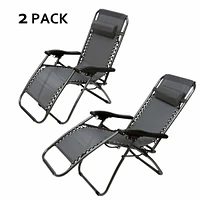 Streamdale Furniture Zero Gravity Patio Adjustable Folding Reclining Chair with Pillow, 2PC Grey