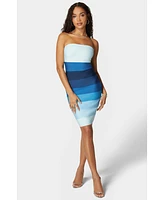 Bebe Women's Strapless Colorblock Bandage Midi