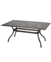 Elegant Cast Aluminum Outdoor Dining Table with Lattice and Curved Legs