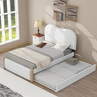 Streamdale Furniture Twin Size Upholstered Platform Bed With Wood Supporting Feet And Twin Size Trundle