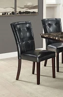 Modern Parson Chairs Black Faux Leather Tufted Set Of 2 Side Chairs Dining Seatings