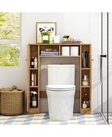 Costway Over The Toilet Storage Cabinet Double Door Bathroom Organizer