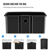 13 Gallon Stainless Steel Kitchen Trash Can with 30 Bags - Black