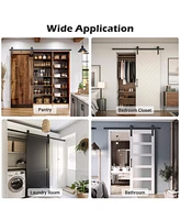 Aquaterior Ft Sliding Barn Door Hardware Kit Closet Hang Style Track Rail