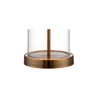 360 Lighting Modern Coastal Table Lamp Fillable 26" High Clear Glass Cylinder Gold Metal White Drum Ball Shade Decor for Living Room Bedroom Beach Hou