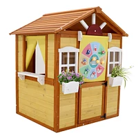 Streamdale Furniture Kids Wooden Outdoor Playhouse with Working Doors and Windows