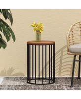 Modern Farmhouse Outdoor Side Table with Rustic Charm