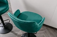 2 Green Adjustable Bar Stools With Back and Footrest