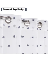 Caromio Pom Grommet Voile Sheer Window Curtain Panels Set