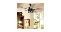 Slickblue 48-Inch Ceiling Fan with 5 Wooden Rustic Reversible Blades