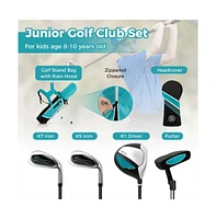 Slickblue Junior Complete Golf Club Set for Kids with Rain Hood Right Hand Children Age 8-10 Years Old