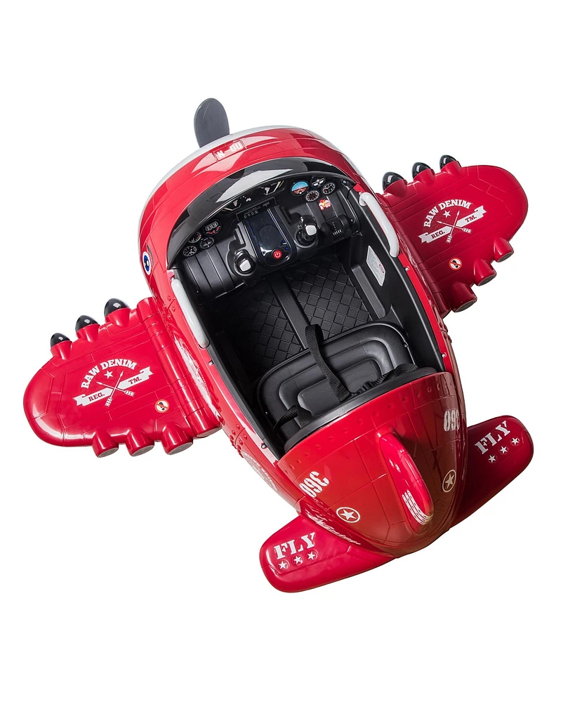 Simplie Fun 360° Ride-On Plane with Remote Control, Realistic Sounds, and Ultra-Safe Design