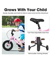 Streamdale Furniture 14" Kids Bike Adjustable Saddle, Training Wheels, Multiple Colors