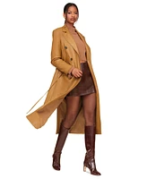 Avec Les Filles Women's Double-Breasted Belted Faux-Leather Coat