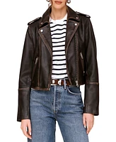 Avec Les Filles Women's Asymmetric Leather Moto Jacket