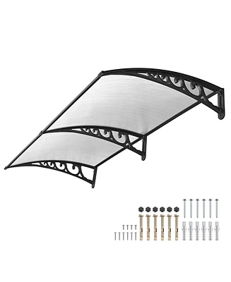 Yescom 80"x40" Door Window Awning Whole One-piece Polycarbonate UV30+ Outdoor Rain Snow Protection Patio White Board