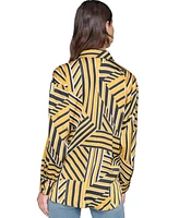 Karl Lagerfeld Paris Women's Oversized Printed Button-Down Top