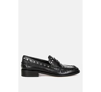 Rag & Co Oglavia studs embellished leather loafers