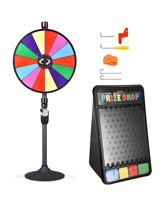 WinSpin 1pc 24" Dual Use 14 Slots Prize Wheel and 1pc 41x25" Prize Drop Game Board Party Game