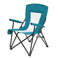 Steel folding Mesh Quad Camping Chair, with Cup Holder, & Carry Bag, Blue