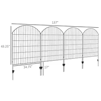 4-Panel Decorative Garden Fence with Interlocking Design