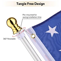 Yescom 2 Pack 8 Ft Sectional Flag Pole Kit Gold Ball Finial 3x5 Ft Us Flag Indoor