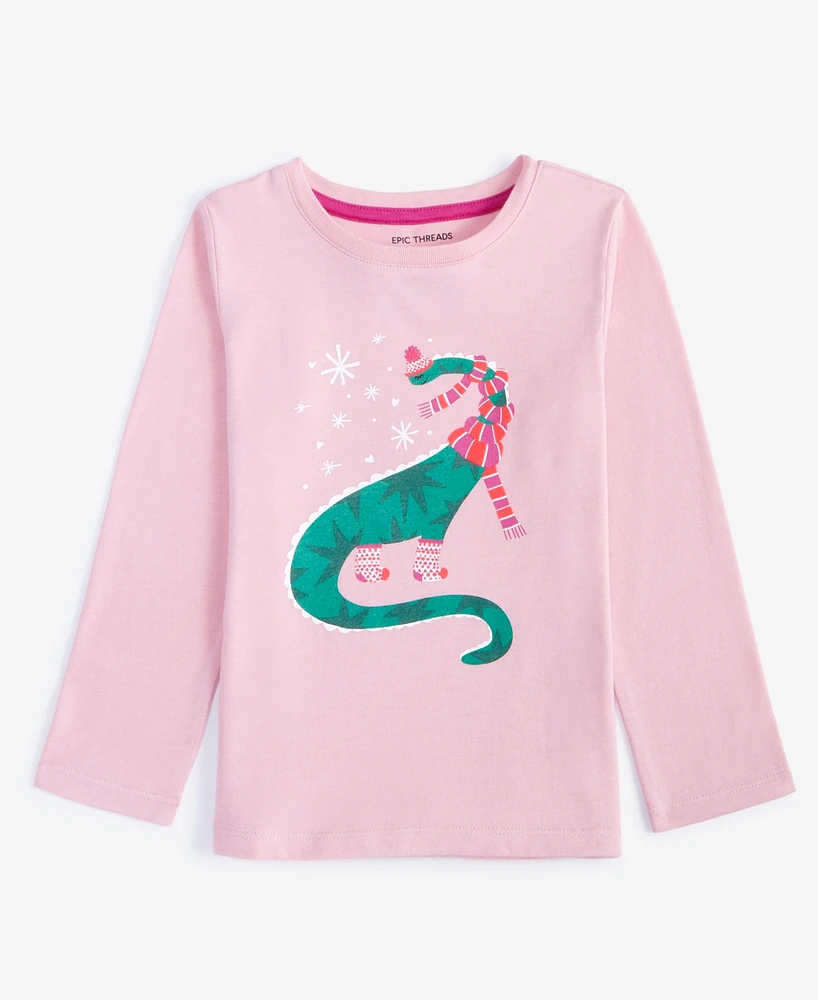 Epic Threads Toddler Girls Cozy Dino Graphic Long-Sleeve T-Shirt, Created for Macy's