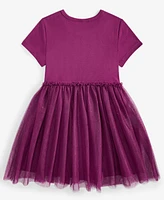 Epic Threads Toddler Girls Short-Sleeve Ribbed Glitter-Tulle Dress, Created for Macy's