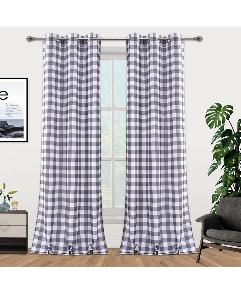 Caromio Buffalo Check Print Grommet Window Curtain Panels Set, 37" x 84"