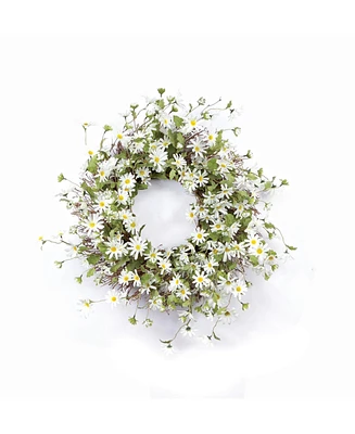 Slickblue Elegant Daisy Blossom Wreath 18 Inch Handcrafted Floral Door Wreath, Ideal for Indoor or Outdoor Display