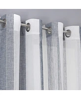 Caromio Yarn-Dyed Vertical Stripe Grommet Voile Sheer Window Curtain Panels, 52" x 54"