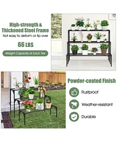 3 Tier Outdoor Metal Heavy Duty Modern for Multiple Plant Display Stand Rack