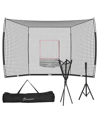 Soozier Extra Large Softball Baseball Net Hitting Pitching Net, Tee, Caddy