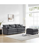 Mondawe 95x66"Oversized Luxury Sectional Sofa with Bentwood Armrests,4 seat Upholstered Indoor Furniture with Double Cushions,L Shape Couch with Ottom